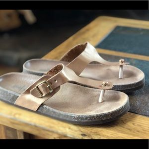 Amanda Blu gold leather cork sandals